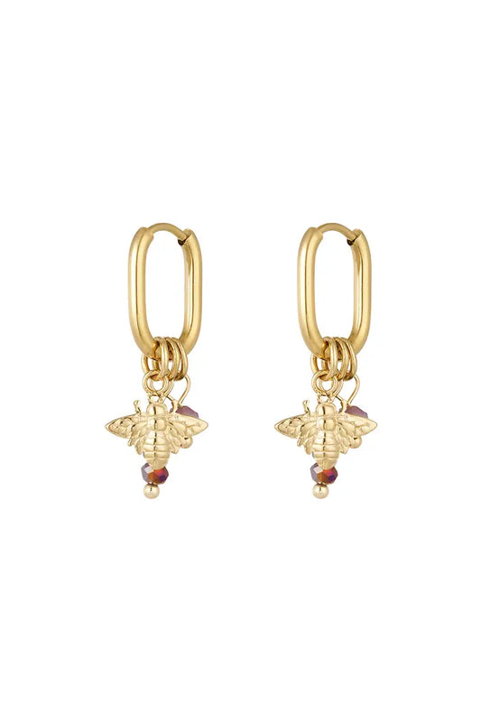 Oorbellen Bee party - rood