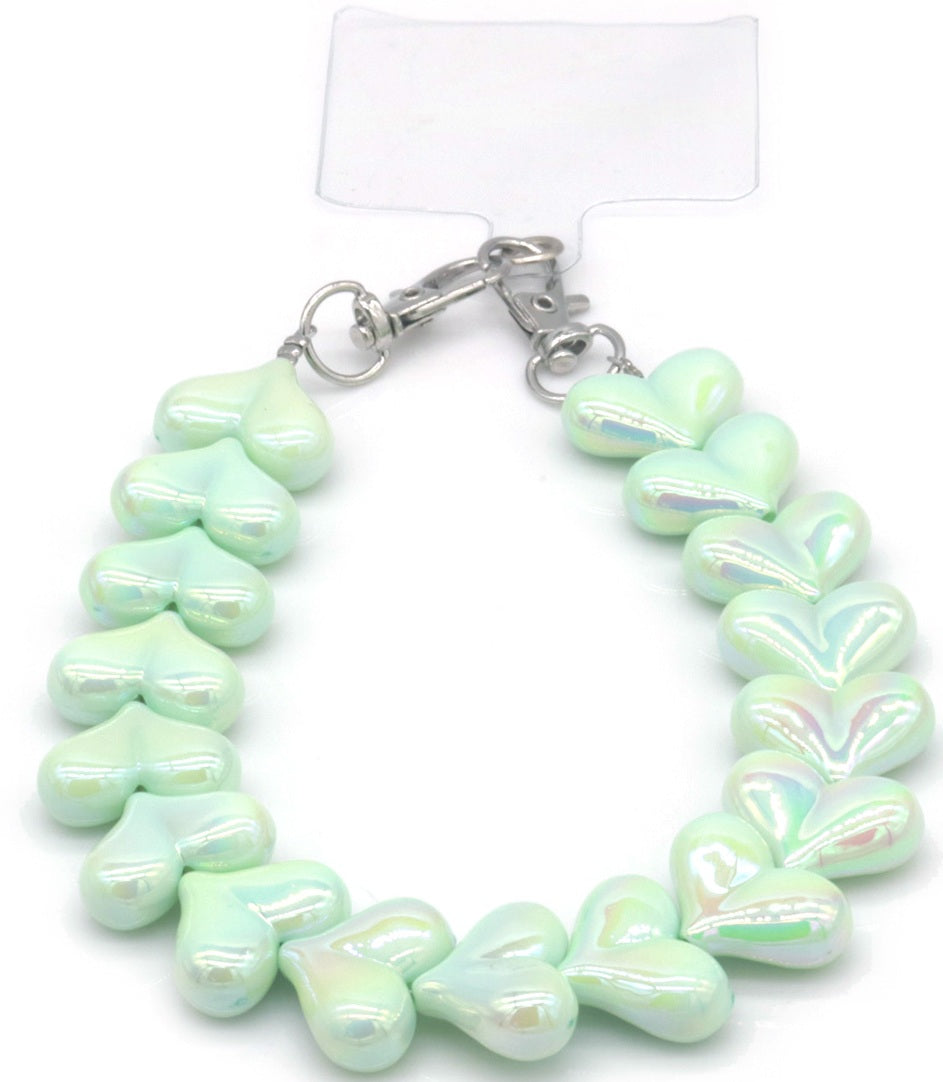 Telefoonkoord Metallic Hearts - Groen