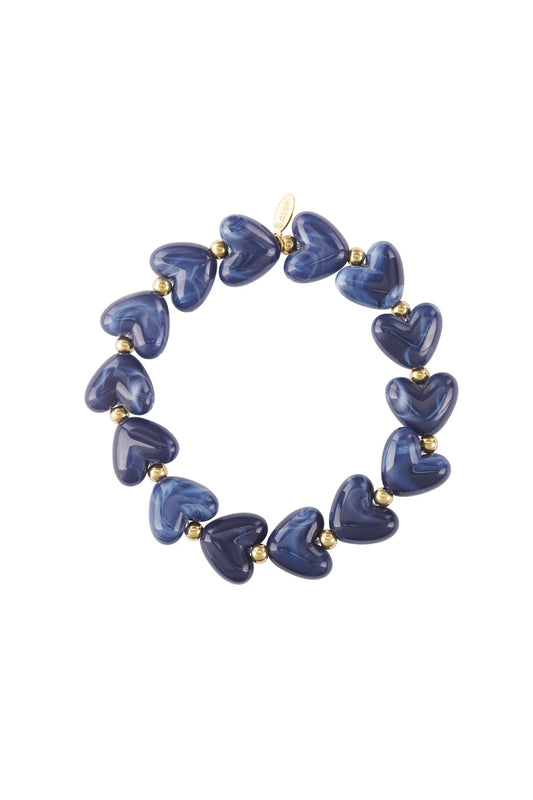 Armband sweet hearts - donkerblauw