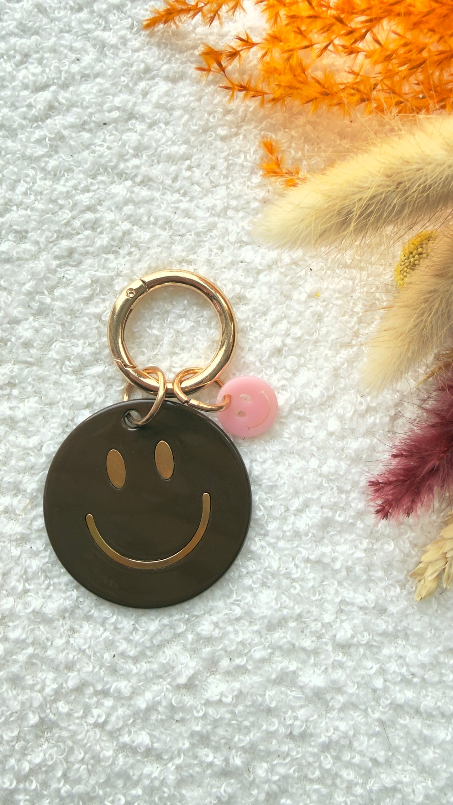 Sleutelhanger smiley bruin