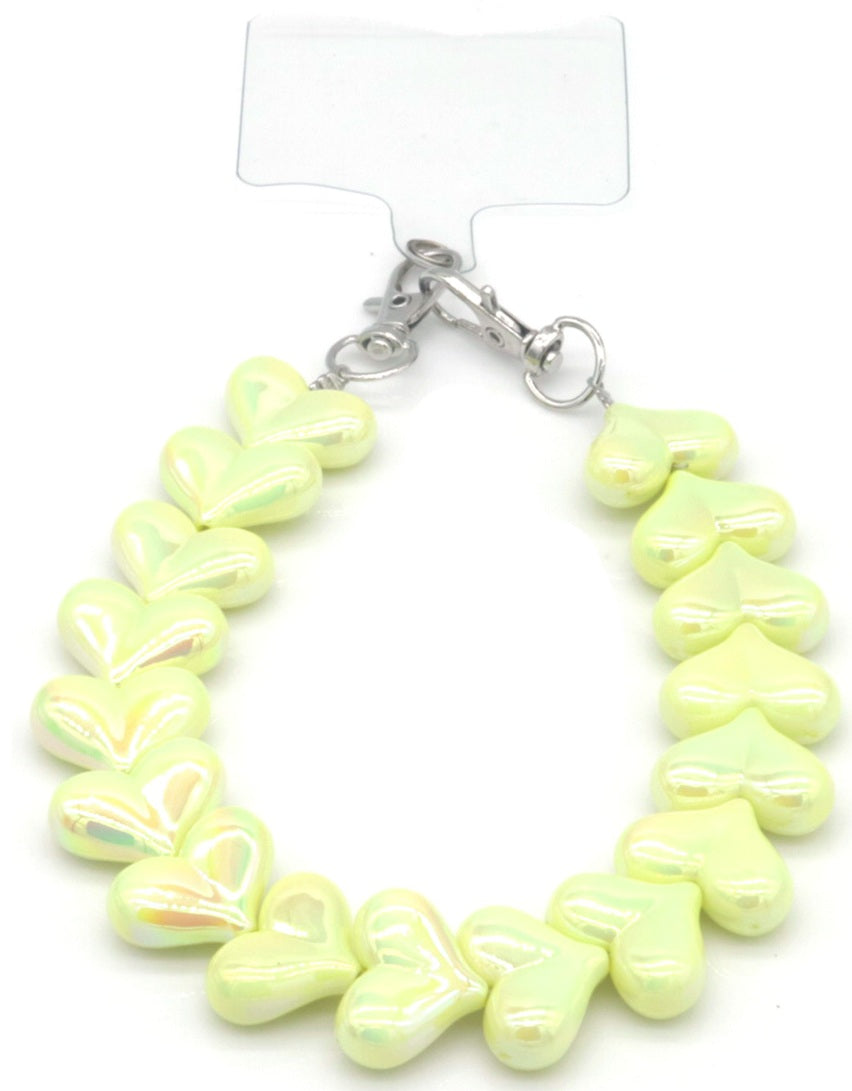 Telefoonkoord Metallic Hearts - Geel