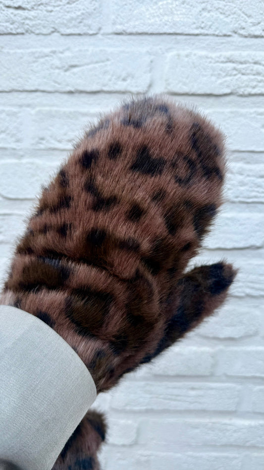 Wanten - Fluffy donkere Leopard