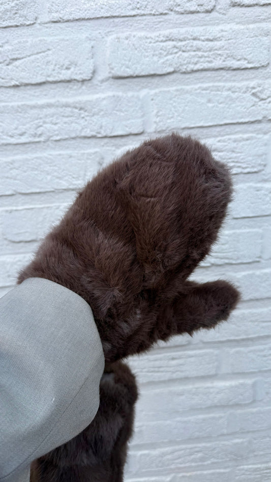 Wanten - Fluffy donkerbruin