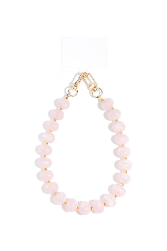 Telefoonkoord light pink beads