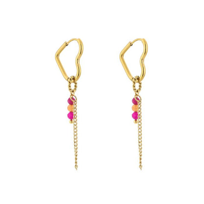 Oorbellen Beaded with love - Pink