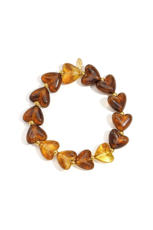 Armband sweet hearts - doorzichtig bruin