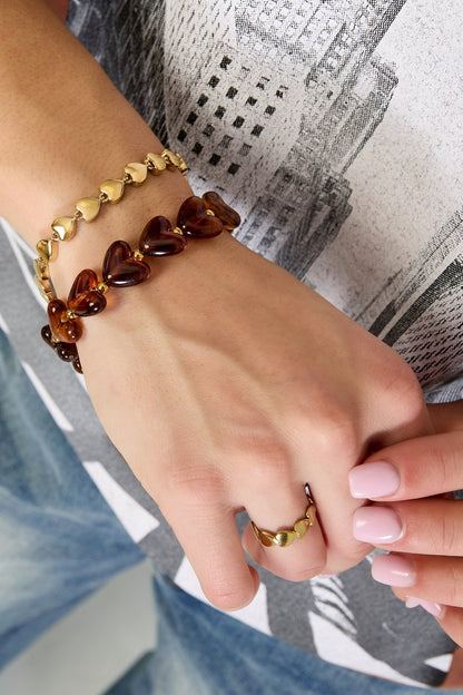 Armband sweet hearts - doorzichtig bruin