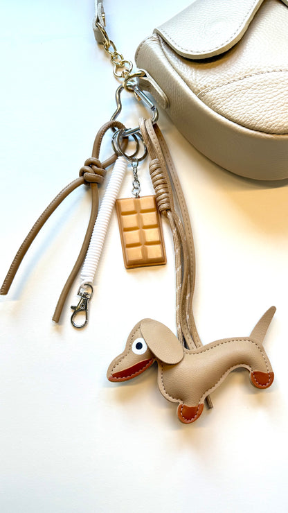 Bagcharm teckel and chocolate - Beige
