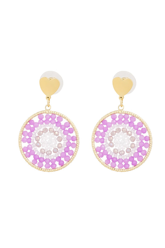 Oorbellen Mandala heart Paars