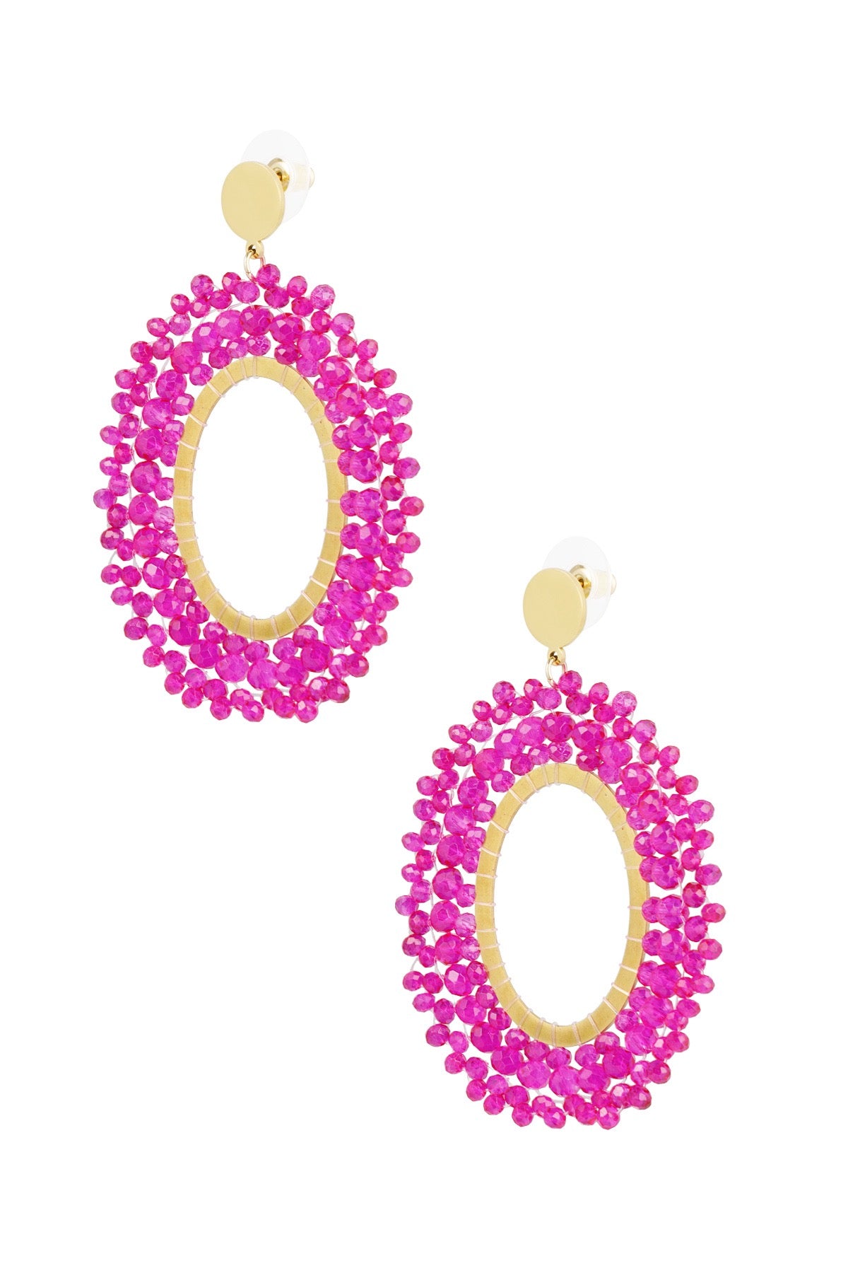 Oorbellen kralen party - Fuchsia