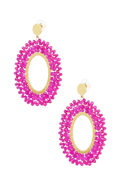 Oorbellen kralen party - Fuchsia