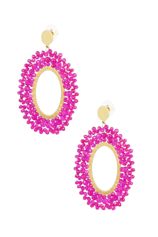 Oorbellen kralen party - Fuchsia