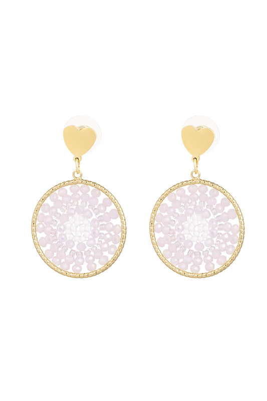 Oorbellen Mandala heart Roze