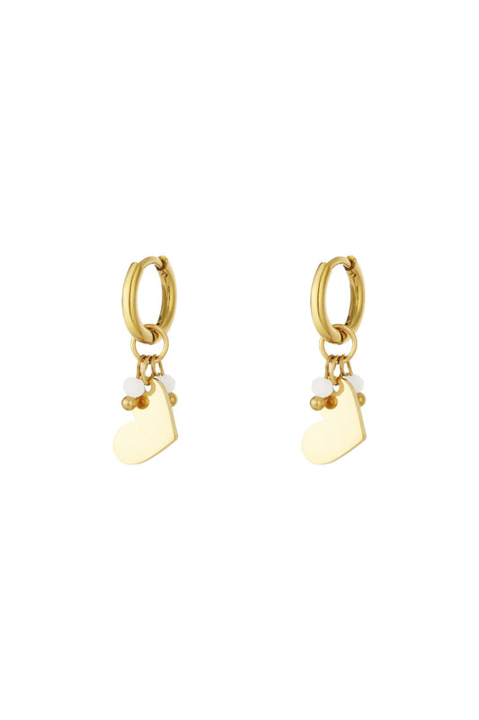 Oorbellen beaded hearts - Wit