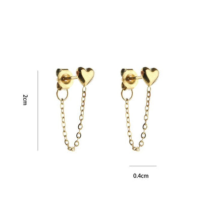 Oorbellen Heart drop chain