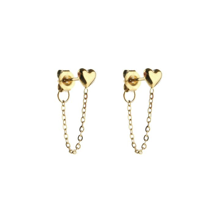 Oorbellen Heart drop chain