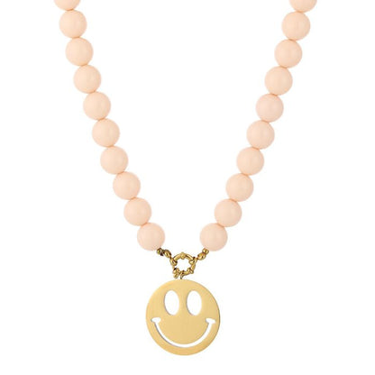 Ketting Smiley charm beads - crème