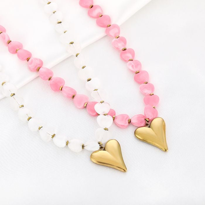 Ketting sweetheart beads - roze