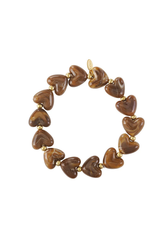 Armband sweet hearts - bruin