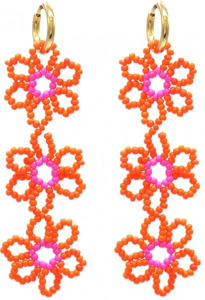 Oorbellen beaded Madeliefjes - Oranje