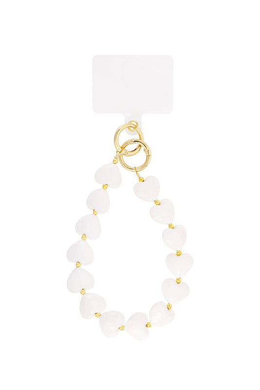 Telefoonkoord cute hearts - Wit