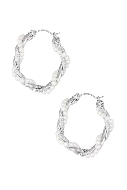 Oorbellen Round rope with pearls