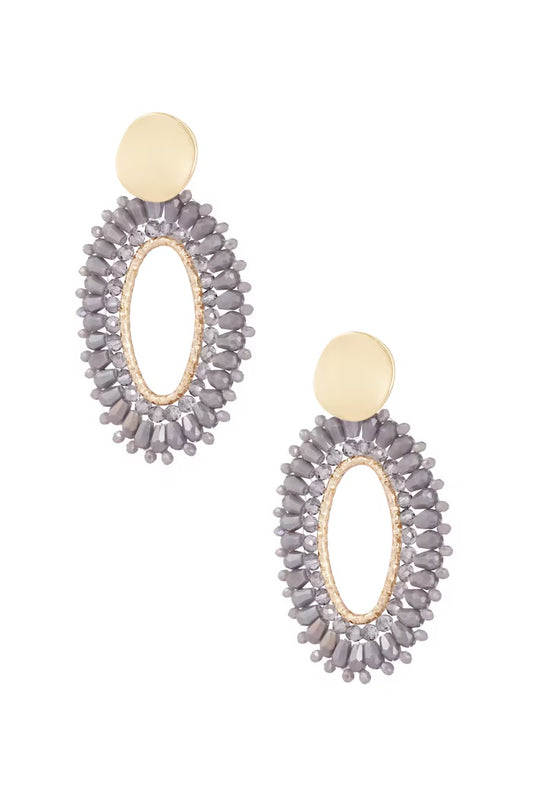 Oorbellen Statement Oval Dark grey